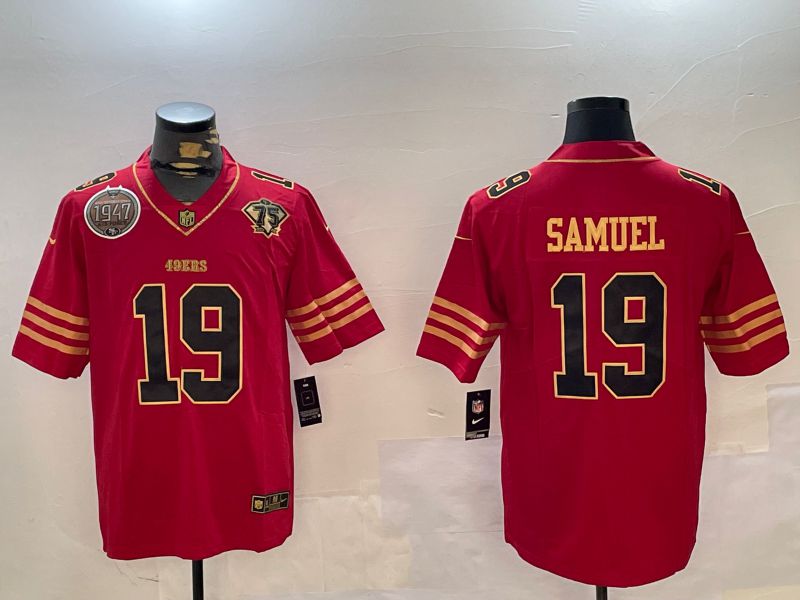Men San Francisco 49ers 19 Samuel Red Gold 2024 Nike Limited NFL Jersey style 12301